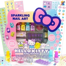 Hello Kitty Nail Art Kit Kids Sparkle Peel Off Polish Vegan Glitter Sanrio Gift