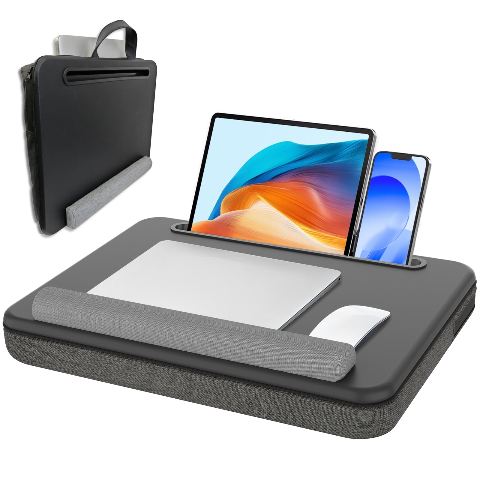 Lap Desk - Portable Laptop Fits up to 15.6 inch Laptops Wrist Pad Storage