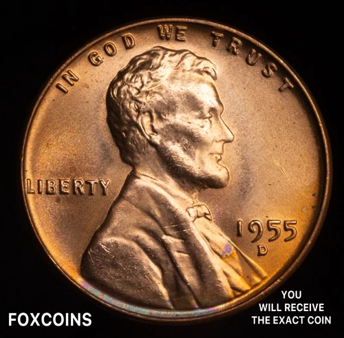 1955-D LINCOLN CENT, GEM BU CENT from a nice roll ... #1301