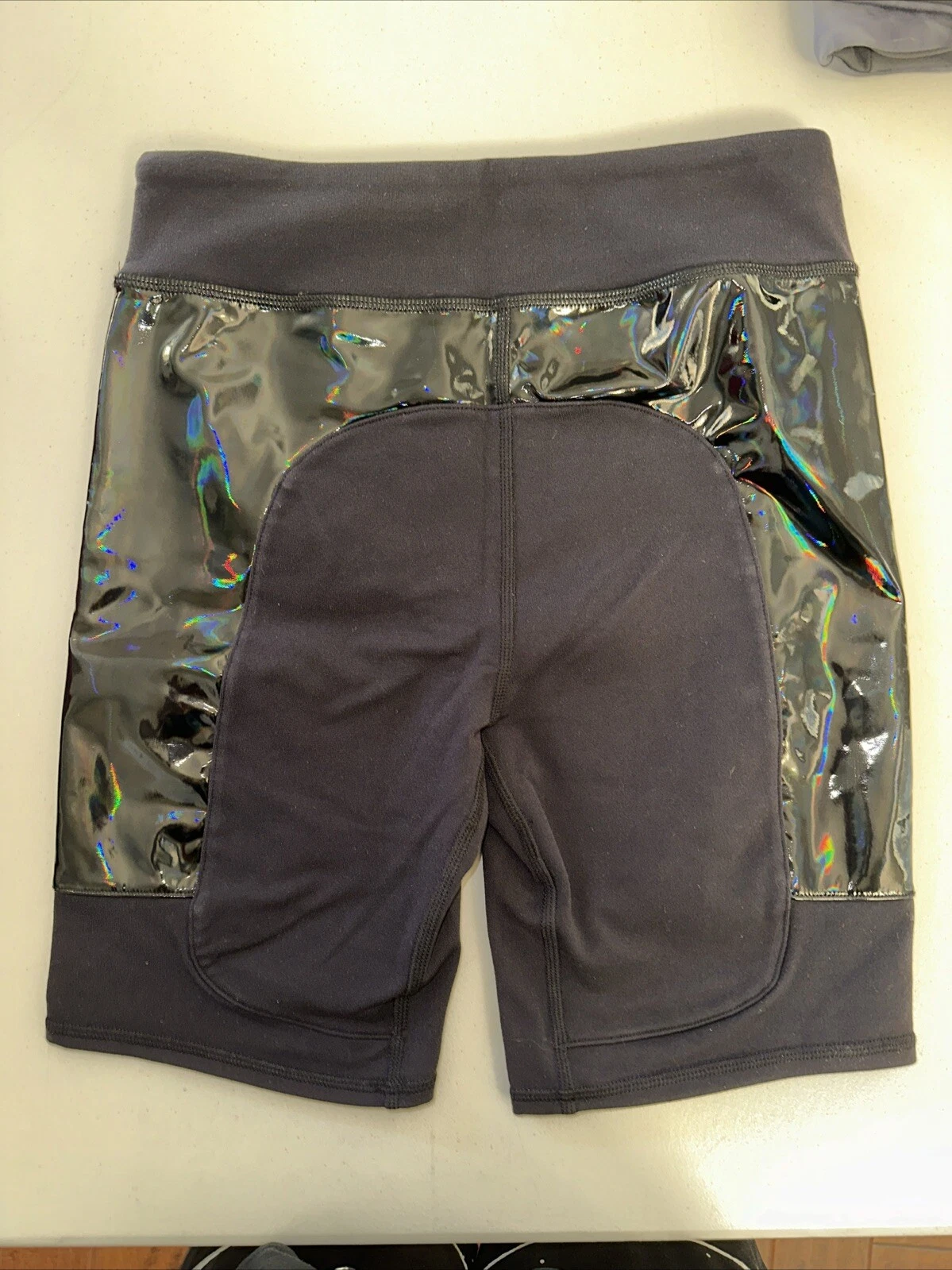 alo-yoga galaxy high waisted iridescent shorts
