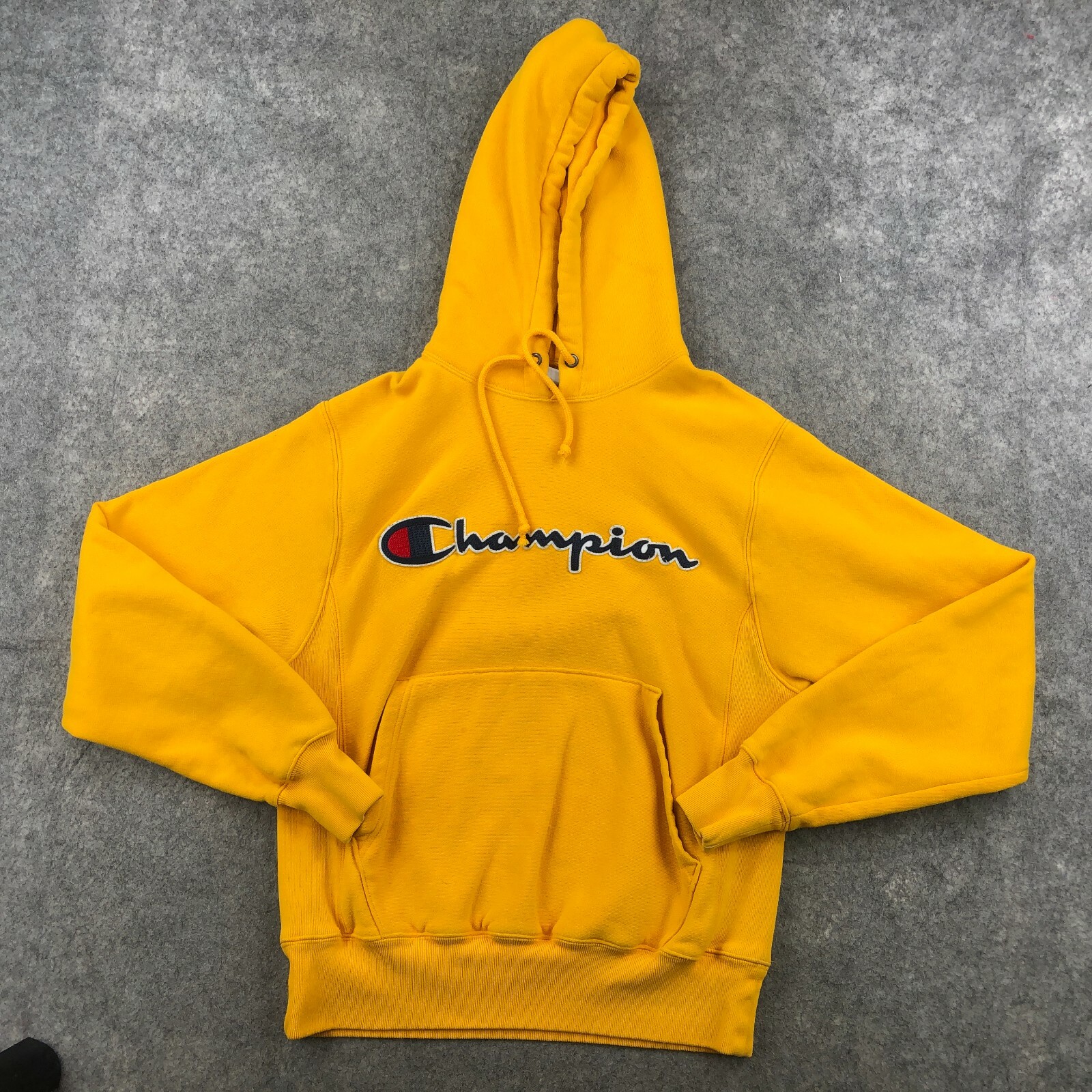 Champion Hoodie Mens Small Yellow 