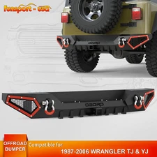 Rear Bumper for 1987-1996 Jeep Wrangler YJ 1997-2006 Wrangler TJ TJU  w/ D-Rings