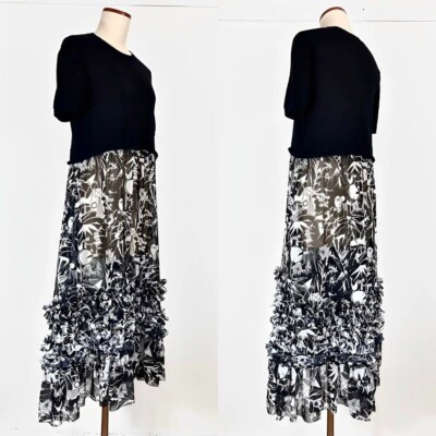 ワンピース COMME des GARCONS Black frill dress Comme des Garcons Long Dress Frill Size M Black Japan 2019