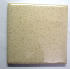 1 Wall Tile Mosaic USA 4-3/8" Gloss Brown Specks on Beige Ceramic 1950 Retro Vtg