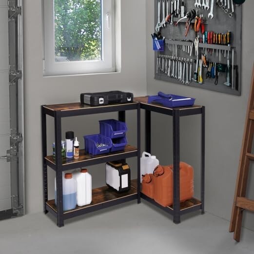 Etagère modulable charges lourdes 5 plateaux effet bois vieilli