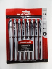 uni-ball Vision Elite 1769428 Rollerball Pens Bold Black Ink 0.8mm Capped 8 Pk
