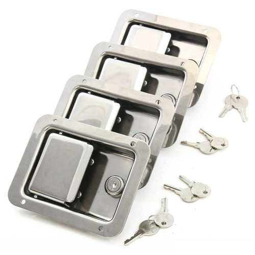 4* Paddle Door Lock Stainless Steel Latch Handle Truck Tool Box Lock+Keys