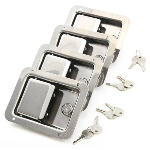 4Pcs Trailer Paddle Door Latch Handle RV Truck Tool Box Lock Steel +Keys SALE - Foto 1 di 12