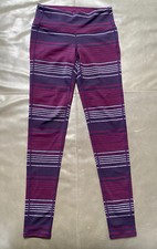 Athleta Womens Yoga Pants Leggings Purple Stripes XS 28” Inseam