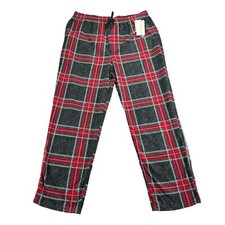 Perry Ellis Mens Microfleece Plaid Drawstring Pajama Pants Charcoal Gray XL
