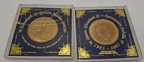 2002 Queen Elizabeth II Golden Jubilee Guilding Metal Coin & Coronation 2003