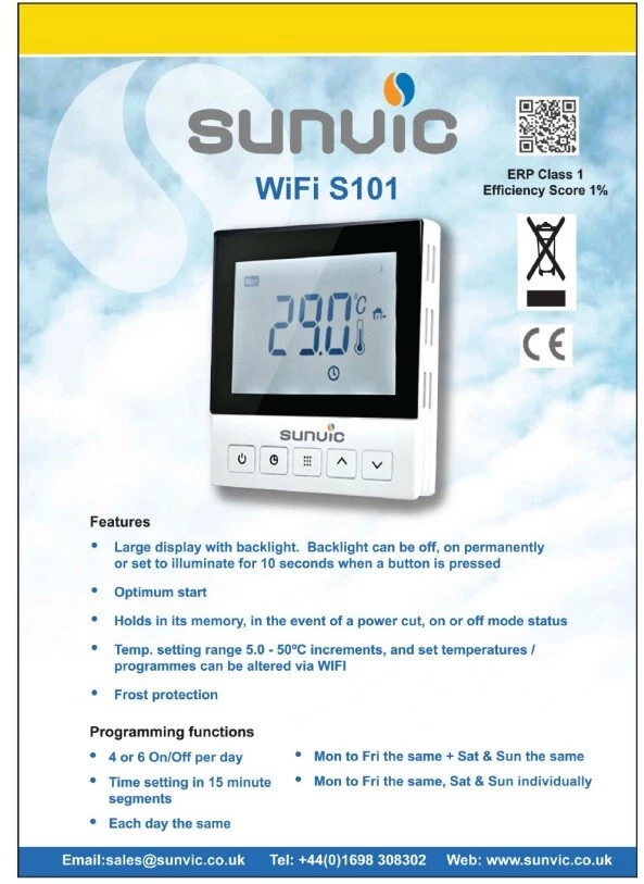 Sunvic WiFi S101 Smart Programmable Thermostat 230V | eBay