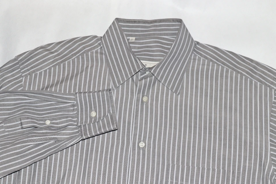 Camisa Ermenegildo Zegna Para Hombre Manga Larga Botón Frontal Rayas Talla 39-15 1/2 Foto 2 de 4