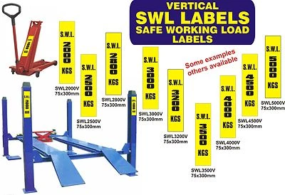 TRADEWELL MOT SIGNS | MOT SIGN | VOSA DVSA | SWL | VERTICAL SAFE WORKING LOAD STICKERS