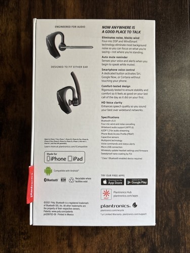 Poly Voyager 5200 Wireless Headset (Plantronics) - Single-Ear Bluetooth Headset - Photo 2 sur 2