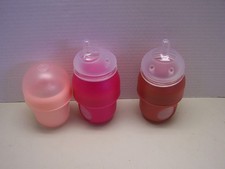 Boon Silicone Baby Bottle Lot 3 4 oz Bottles with extra Lids