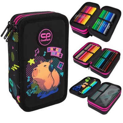 3-FACH Federmäppchen mit Zubehör für Mädchen, CAPYBARA MUSIC, Jumper 3, Coolpack