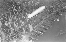 The Hindenburg dirigible flying over New York City New York Old Photo