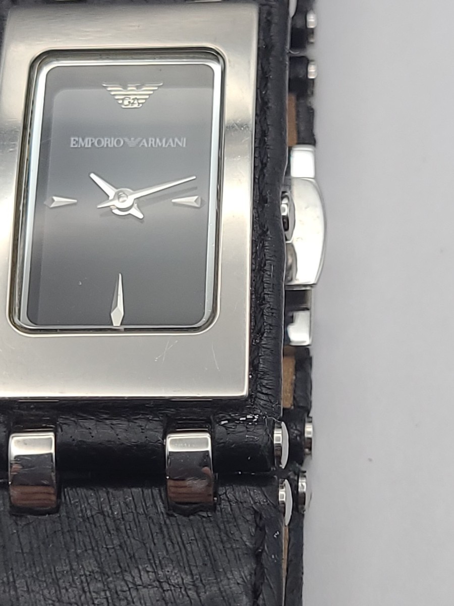 EMPORIO ARMANI / クォーツ腕時計/アナログ/--/BLK/AR-11274 Emporio Armani AR5496 Black Dial Tank Quartz Watch Leather Strap