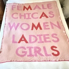 Pink Empowerment Knit Throw – Girl Power Blanket, USA Made 50”X64”