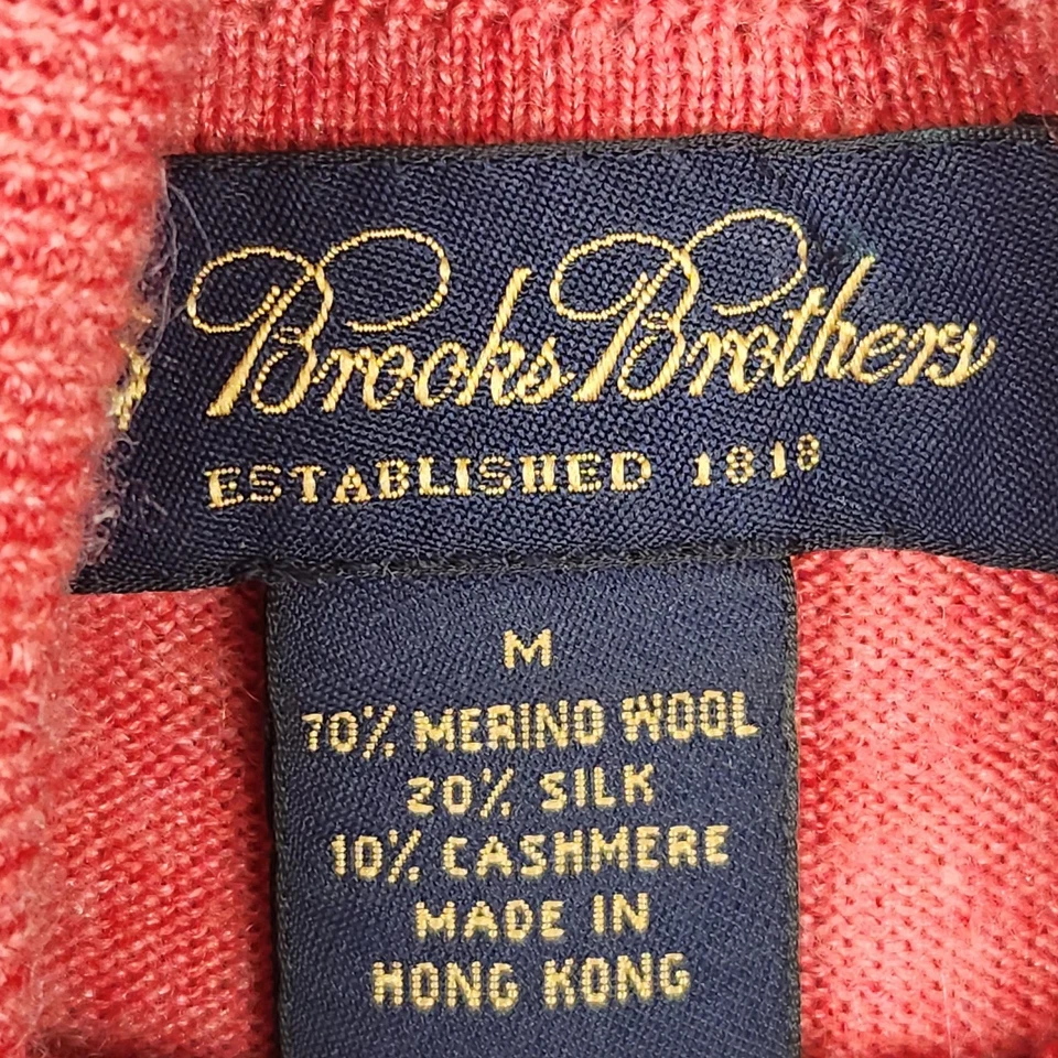 Vtg Brooks Brothers Sweater Mens Medium Red Merino Wool Silk Cashmere Turtleneck - Image 3 of 4
