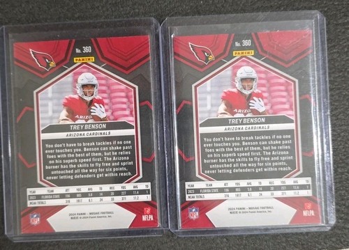 2 2024 Panini Mosaic Rookie Cards RC #360 Trey benson Arizona Cardinals FSU - Foto 2 di 2