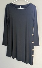 KORSIS women’s Long Sleeve Round Neck Button Side T  Shirt Tunic Dress Small