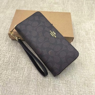 Coach Long Zip Around Wallet In Signature Canvas CW778 brown Box