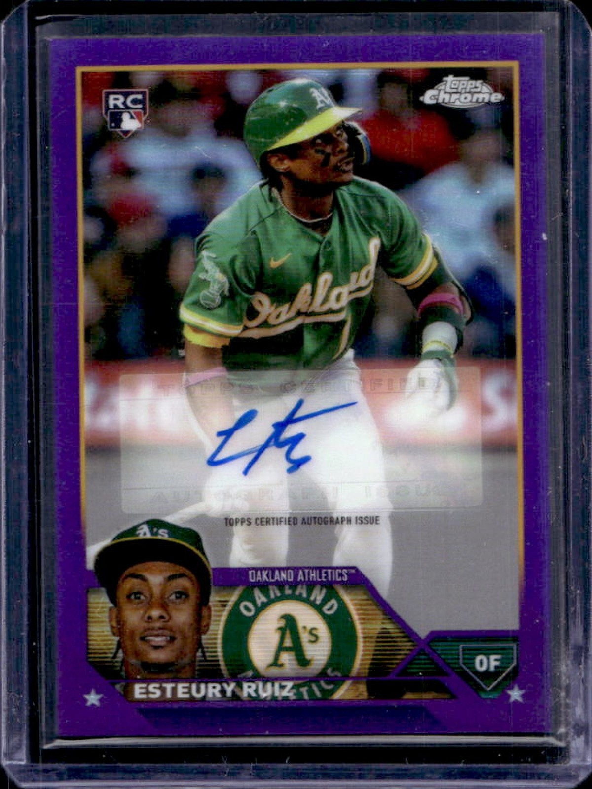 2023 Topps Chrome Update Esteury Ruiz Auto RC Purple Refractor #164/250