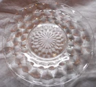 Jeanette Cubist Depression Clear Glass Dessert Bread Plate 5 7/8" diameter