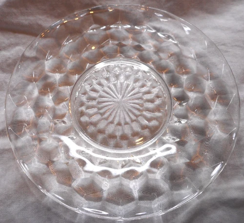 Jeanette Cubist Depression Clear Glass Dessert Bread Plate 5 7/8" diameter