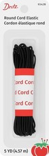 5-Yard Lightweight Black Cord Elastic - Ideal for Crafts and Alterations