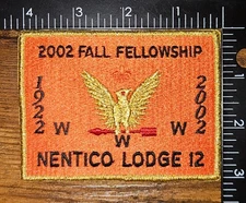 Nentico Lodge 12 80th Anniversary 1922 2002 Baltimore Area OA WWW Patch