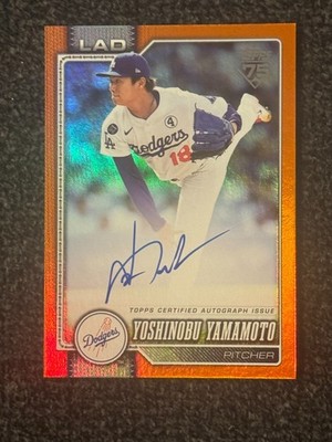 2026 Topps series 1 Yoshinobu Yamamoto Orange Auto 18/25 Jersey Number Match
