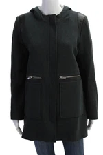 Maje Womens Black Zip Classic Coat Size 40