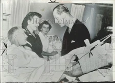 1958 Press Photo Prince Philip Visits Miner Rescued in Springhill, Nova Scotia