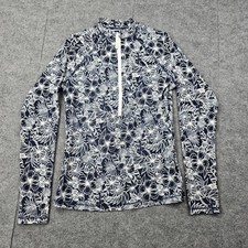 J Crew Rash Guard Womens Medium Navy Floral UPF 50 Swim Surf Outdoors Nautical