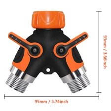 Orange Metal Giraffe Tools Garden Hose Splitter 2 Way for Outdoor Faucet Spigot