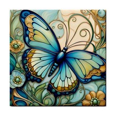 Ceramic Tile Green Butterfly 5 Mosaic 4.25x4.25, 6x6 or 8x8 inches Printed in US