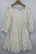 Madewell Dress Womens 10 Beige Ruffle Cotton Cottage Preppy Party Event