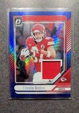 2024 Panini Donruss Optic Threads Travis Kelce Blue Hyper Prizm Patch (MEM)