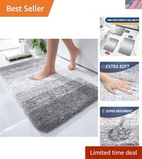 Extra Soft Microfiber Bath Rug with Rubber Backing - Quick-Dry Washable 24x16