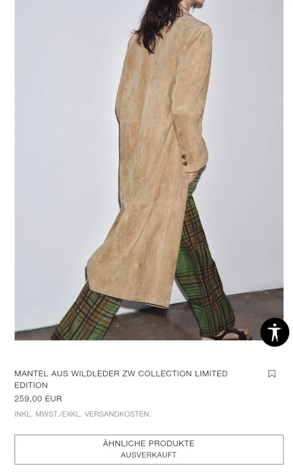 ZARA STUDIO Kleid LEDERJACKE MANTEL AUS100%LEDER GRS & GRM NP259€ AKTUELLEKOLLEK - Bild 3 von 4