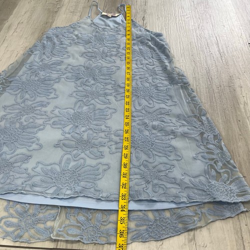 Emmelee Francescas Blue Floral Lace Embroidered Lined Strappy Mini Shift Dress - Picture 8 of 8