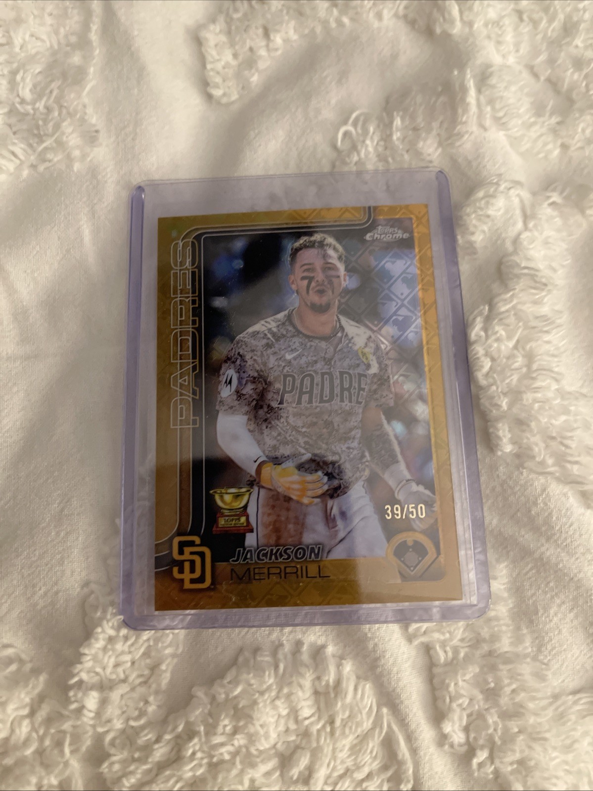 2025 Topps Chrome Logofractor Jackson Merrill #61 Gold Image Variation 39/50 SP