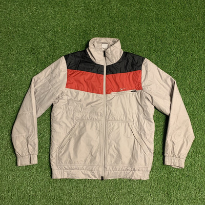 Nike Vintage Jacke Gr. M Beige Rot Schwarz Colorblock Windbreaker Y2K Retro