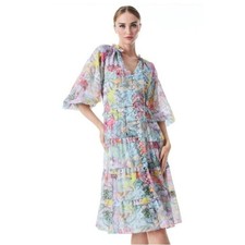 NEW Alice + Olivia Layla Midi Dress Lola's Dream Rare Printed Size Small Graphic