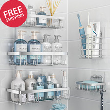 Shower Caddy 5 Pack Self Adhesive Bathroom Organizer Rack Shelf No Drill