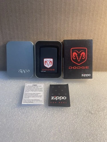 ZIPPO VERY RARE 2005 DODGE RAM HEAD IN COLLECTOR TIN & SLEEVE SEAL INTACT-NEW