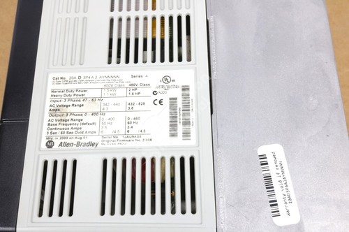 20AD3P4A2AYNNNNN By Allen Bradley 3-Phase 1.5HP-2HP 480VAC PowerFlex 70 AC Drive - Picture 2 of 2